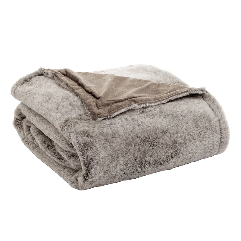 Happidea Coperta Fur 150x200 cm Tinta Unita Brown