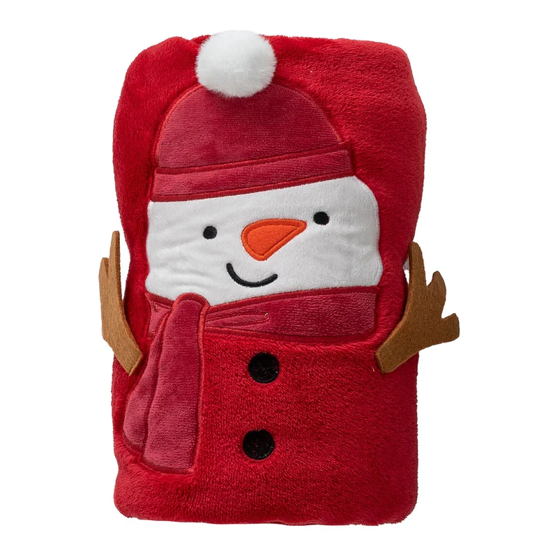 Plaid Cute Jolly Gift 120x160 cm Snowman Red