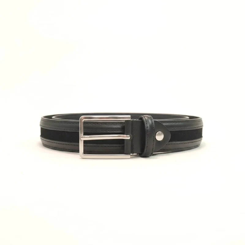 Cintura uomo in suede stampato elegante - Nero