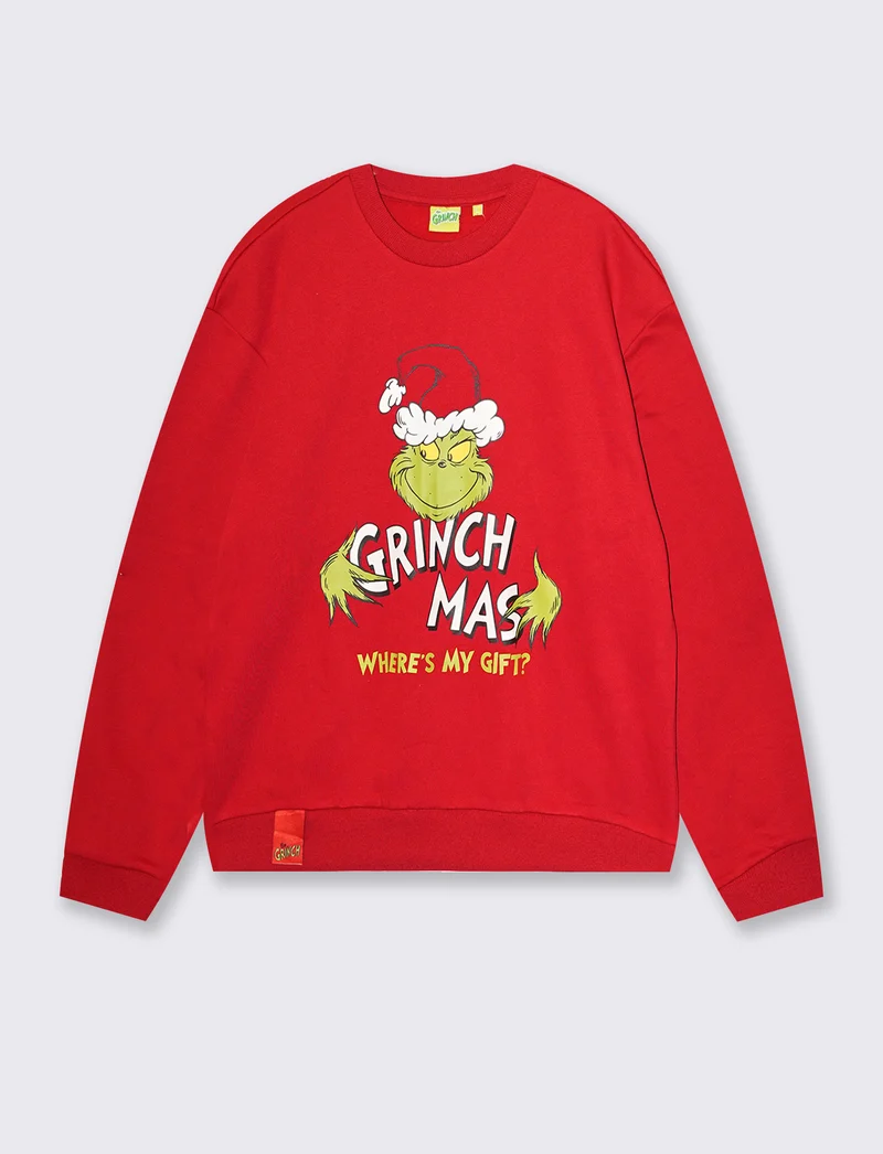 Felpa Grinch girocollo boxy fit - Rosso