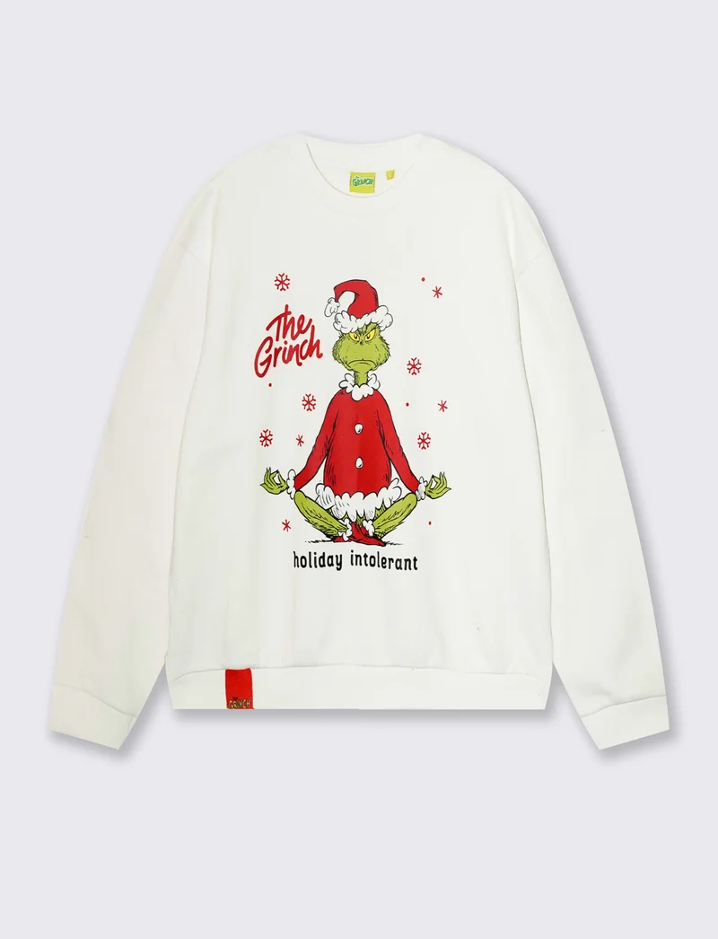 Felpa Grinch girocollo boxy fit - Bianco