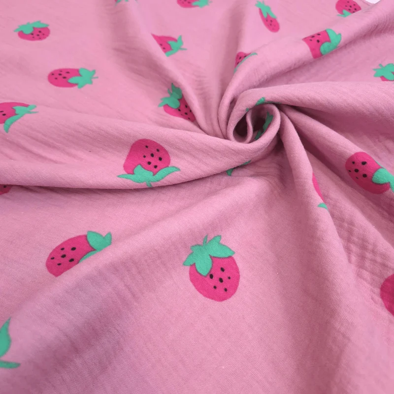 Mussola di Cotone Doppia Garza H 140 cm - FRAGOLE