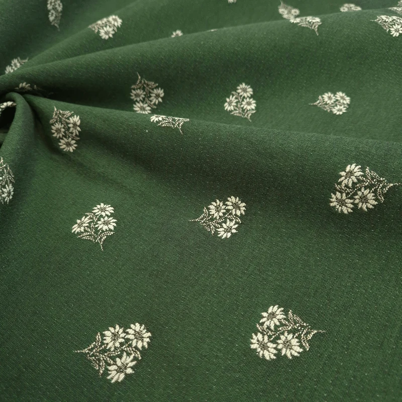 Tessuto Arredo Gobelin H 280 cm - TRIS DI FIORELLINI/VERDE