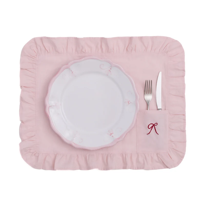 Tovaglietta Odette Rettangolare con Tasca Rosa
