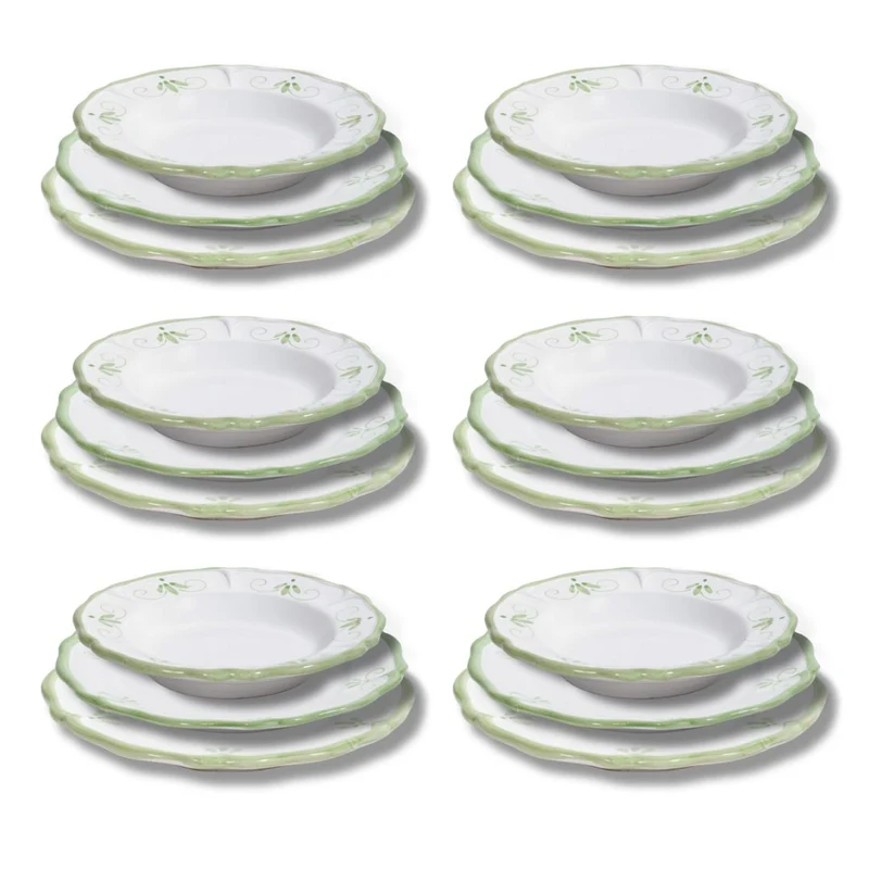 Set Piatti Primula Verdi - 6x Piani, Fondi e Frutta