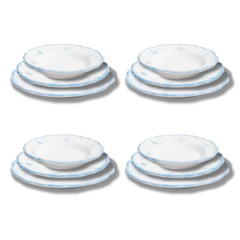 Set Piatti Primula Azzurri - 4x Piani, Fondi e Frutta