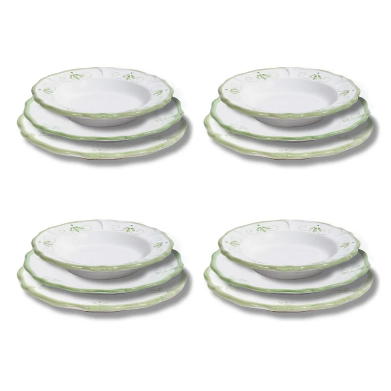 Set Piatti Primula Verdi - 4x Piani, Fondi e Frutta