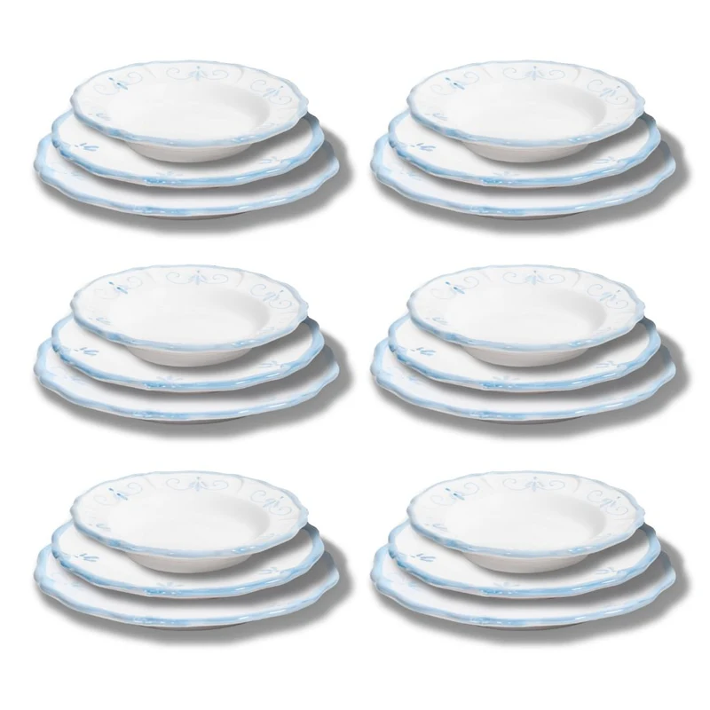 Set Piatti Primula Azzurri - 6x Piani, Fondi e Frutta