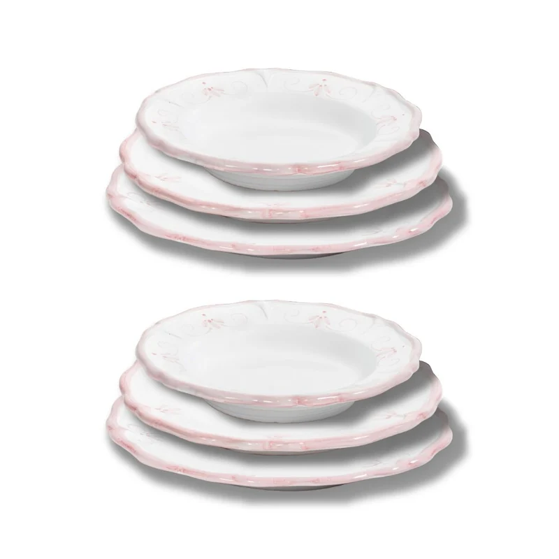 Set Piatti Primula Rosa - 2x Piani, Fondi e Frutta