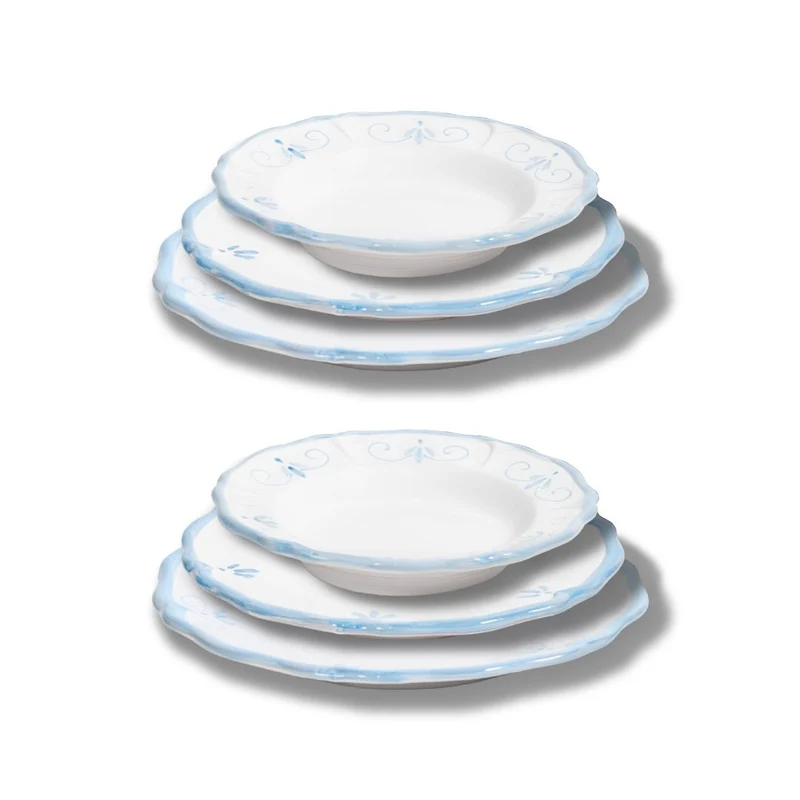 Set Piatti Primula Azzurri - 2x Piani, Fondi e Frutta