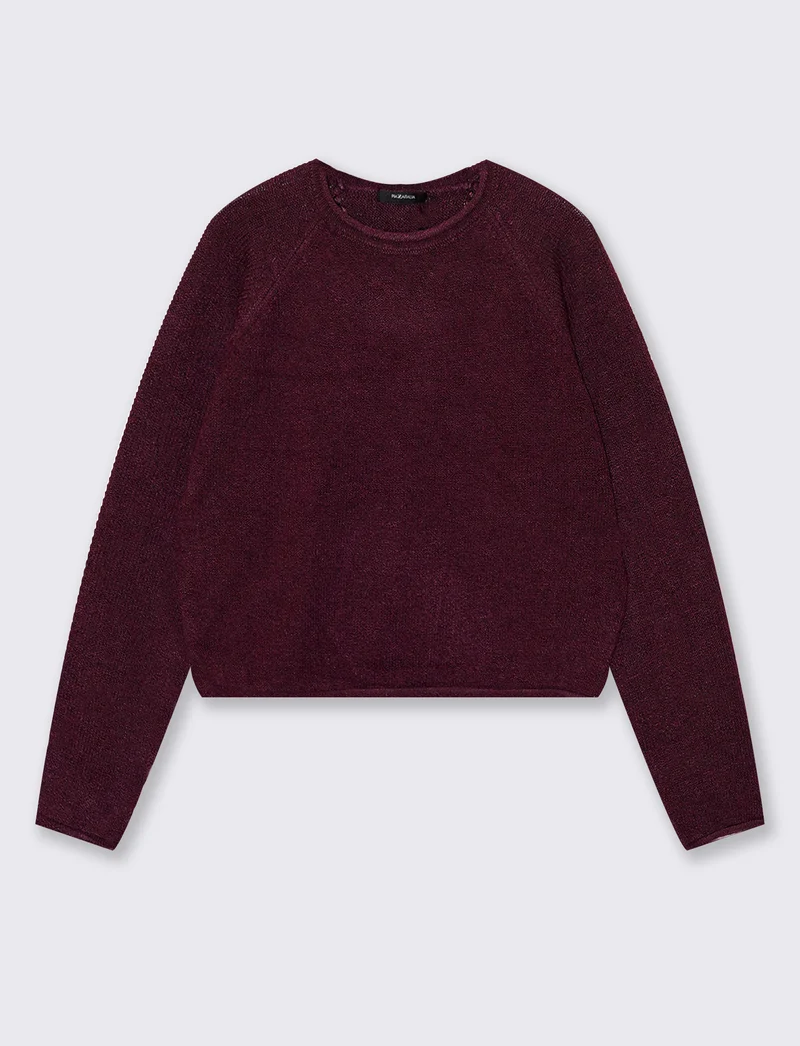 Pullover girocollo con manica raglan - Bordeaux