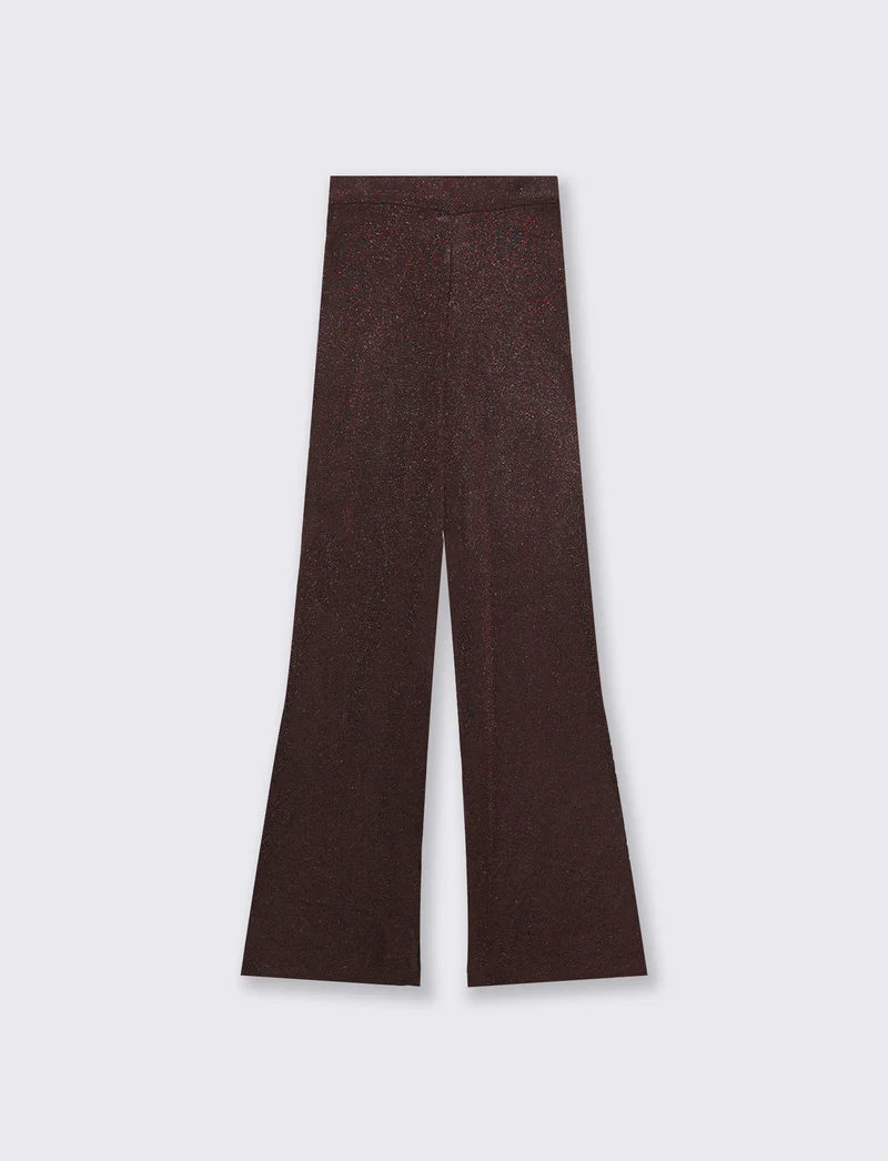 Pantaloni in maglia con elastico in vita - Moro