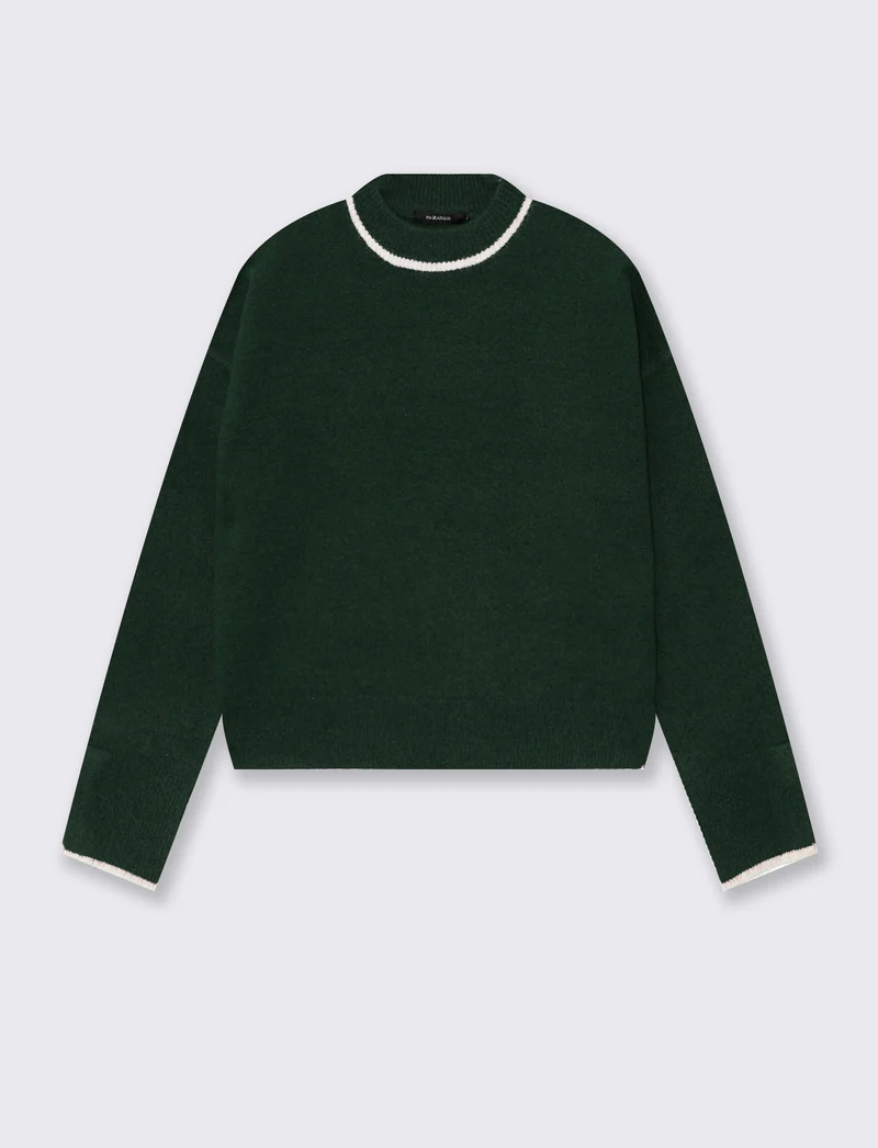 Pullover girocollo con colletto a contrasto - var 2