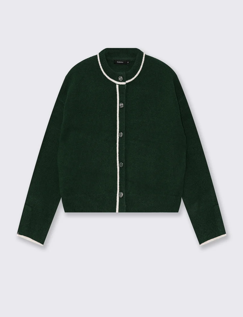 Cardigan girocollo con contrasto over - var 2