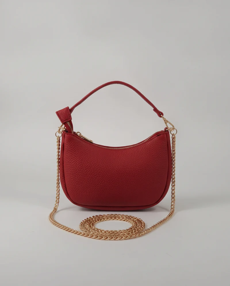 Borsa mezzaluna piccola elegante - Rosso