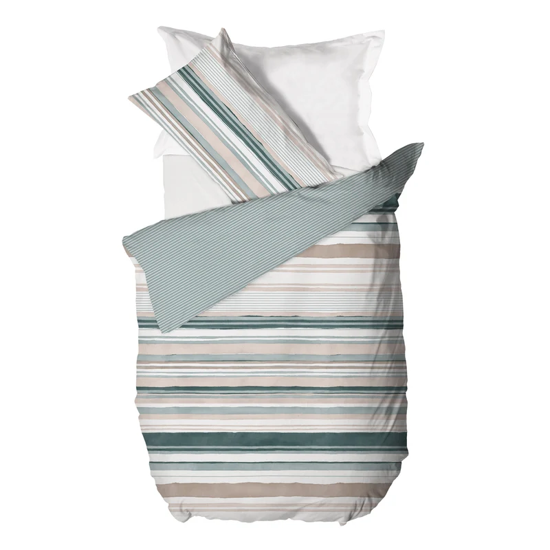 Happidea Parure Copripiumino Singolo in Cotone con Stampa Byron Teal