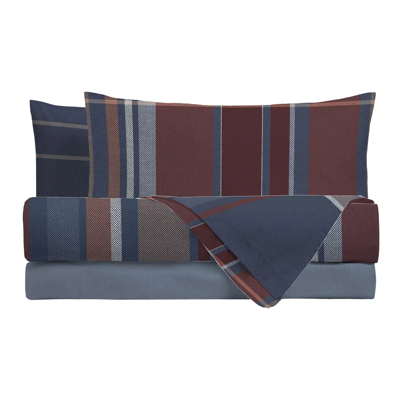 Happidea Completo Letto in Cotone con Stampa Matrimoniale Clinton Blue