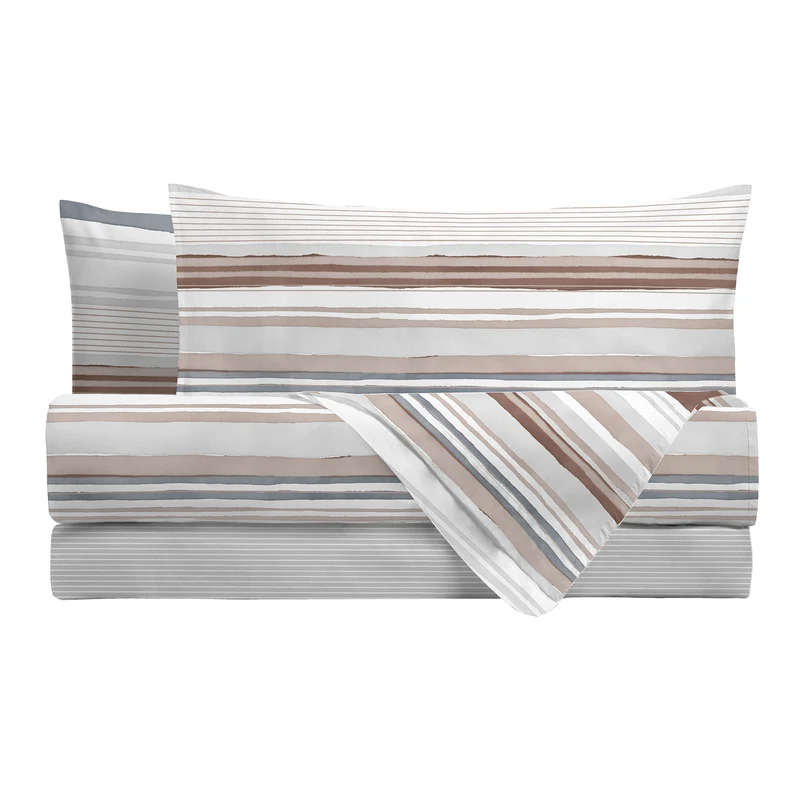 Happidea Completo Letto in Cotone con Stampa Piazza e Mezza Byron Beige
