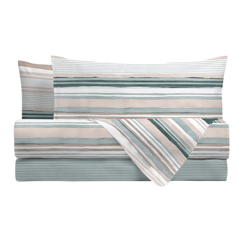 Happidea Completo Letto in Cotone con Stampa Matrimoniale Byron Teal