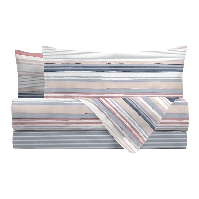 Happidea Completo Letto in Cotone con Stampa Matrimoniale Byron Blue