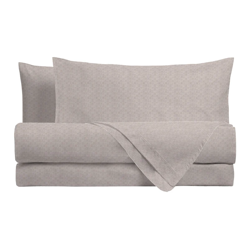 Happidea Completo Letto Singolo in Flanella di Cotone con Stampa Cedric Beige