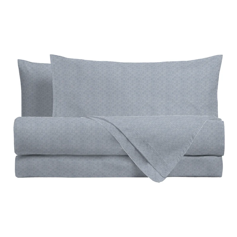 Happidea Completo Letto Piazza e Mezza in Flanella di Cotone con Stampa Cedric Light Blue