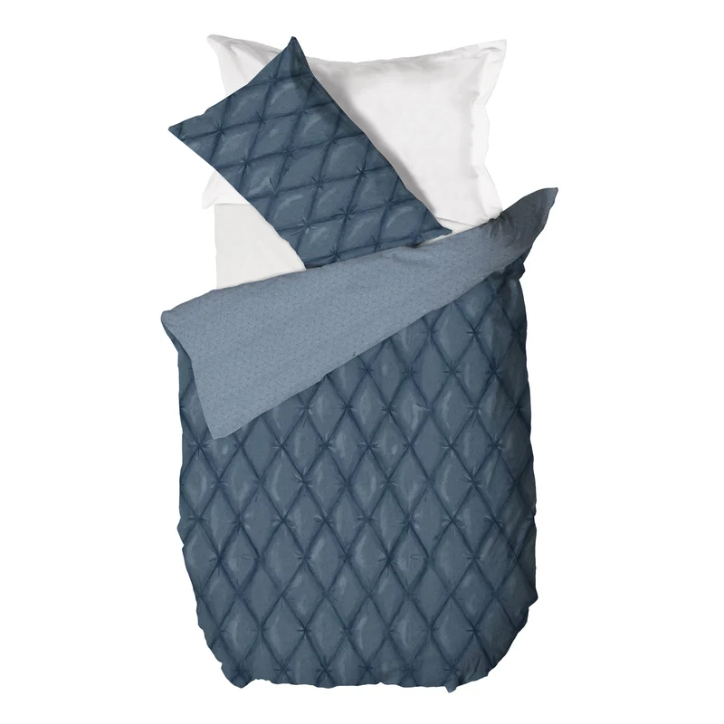 THUN® Parure Copripiumino Singolo Plume Blue - Fantasia Rombo Diamond Blue