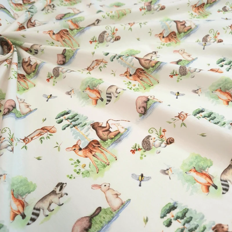 Tessuto Cotone H 150 cm - VITA NEL BOSCO