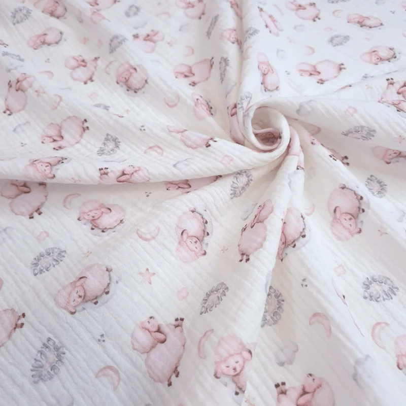 Mussola di Cotone Doppia Garza H 140 cm - PECORELLE DOLCI SOGNI/LATTE
