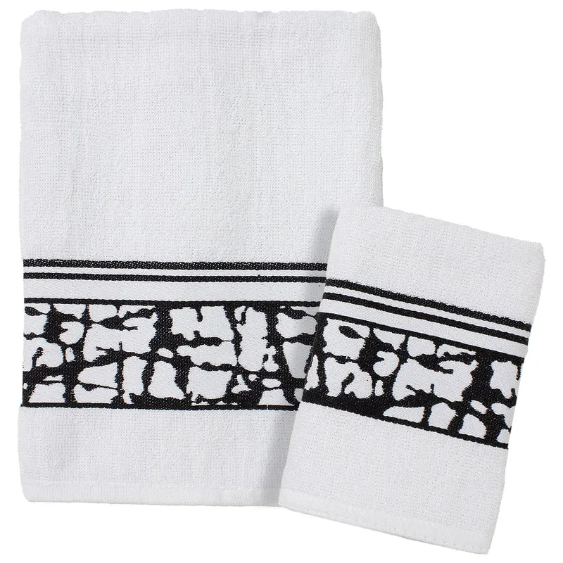 Asciugamani bagno set viso e bidet in spugna cotone jacquard 1+1 ricamate 7175