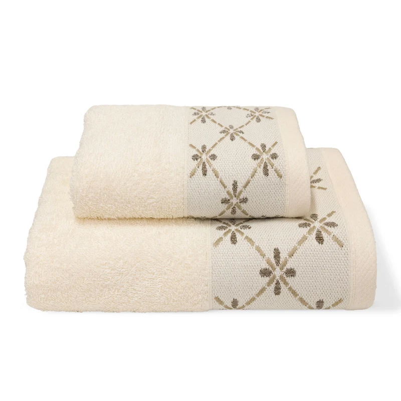 Asciugamani bagno set viso e bidet in spugna puro cotone 1+1 ricamate 400gr 7172