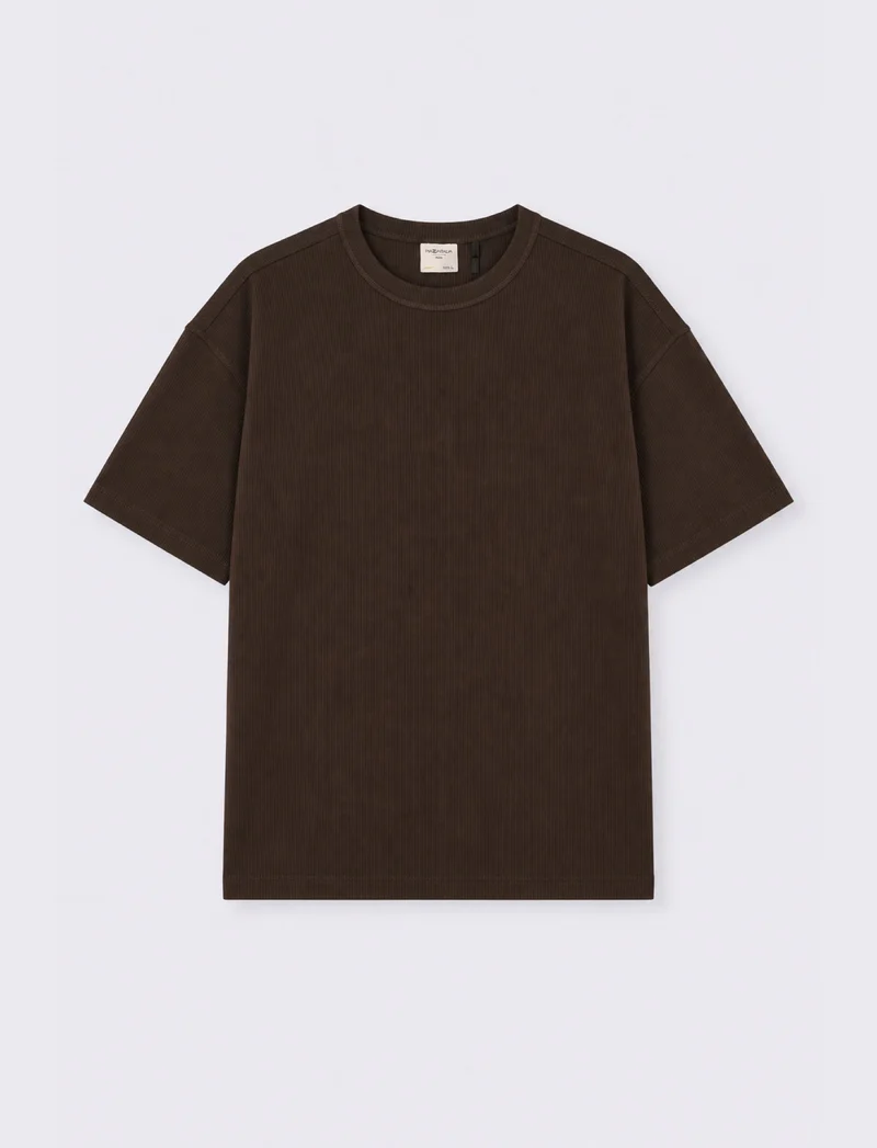T-SHIRT IN COTONE CON STRUTTURA A COSTE VERTICALI - Nero