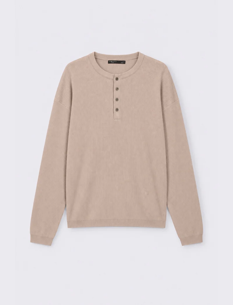 MAGLIA COLLO SERAFINO STRUTTURA A COSTE - Beige