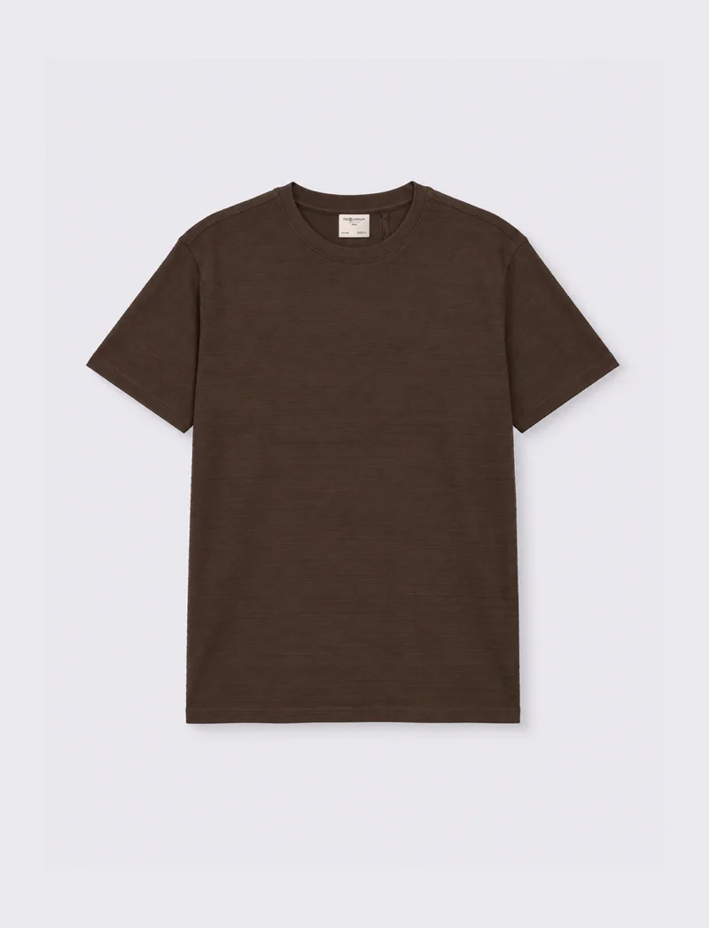 T-SHIRT JACQUARD EFFETTO RIGHE - Moro