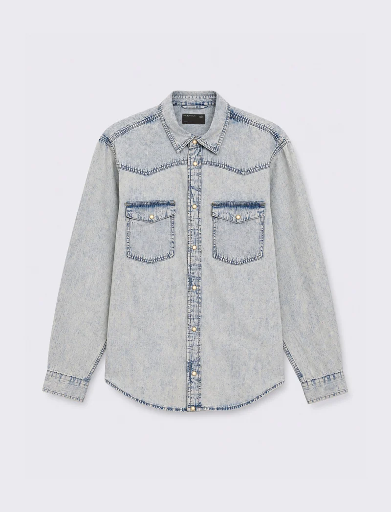 CAMICIA IN DENIM CON TASCHE - Denim chiaro