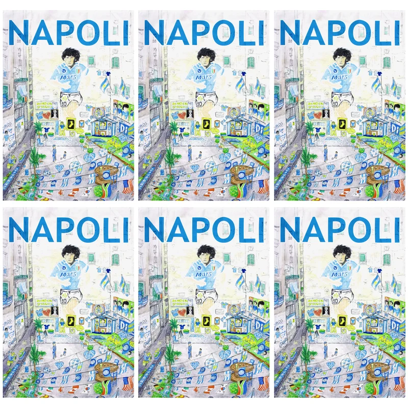 Set 6 Strofinacci cucina Murales Maradona canovacci in cotone 6838
