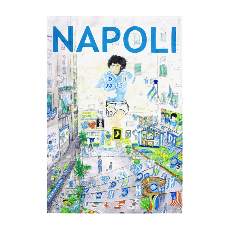 Strofinaccio cucina murales Maradona canovaccio effetto mistolino in cotone 6832
