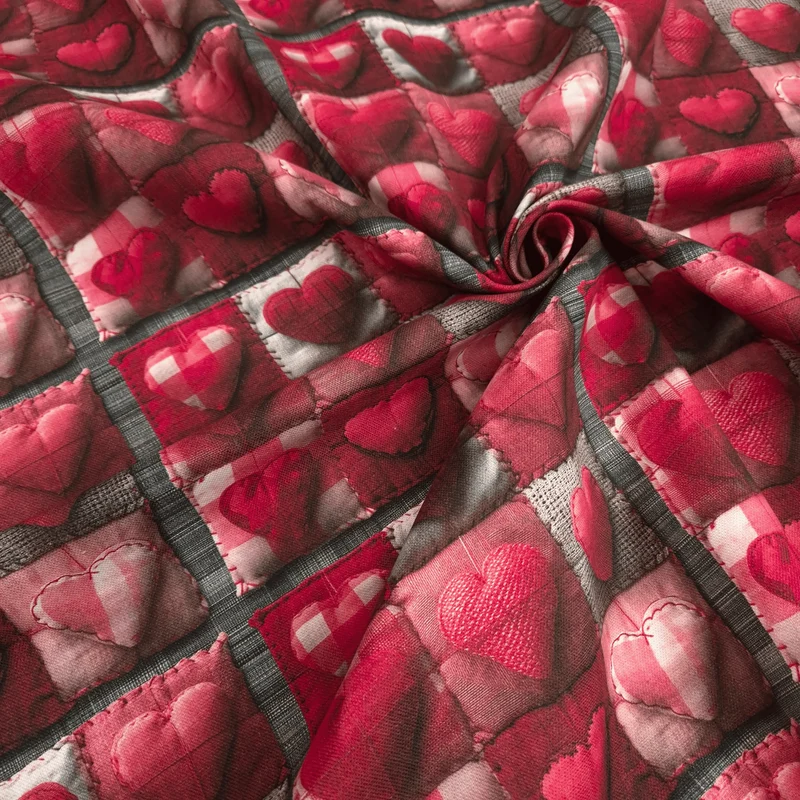 Cotone Fondo Panama Stampa Digitale 3D H 280 cm - CUORI