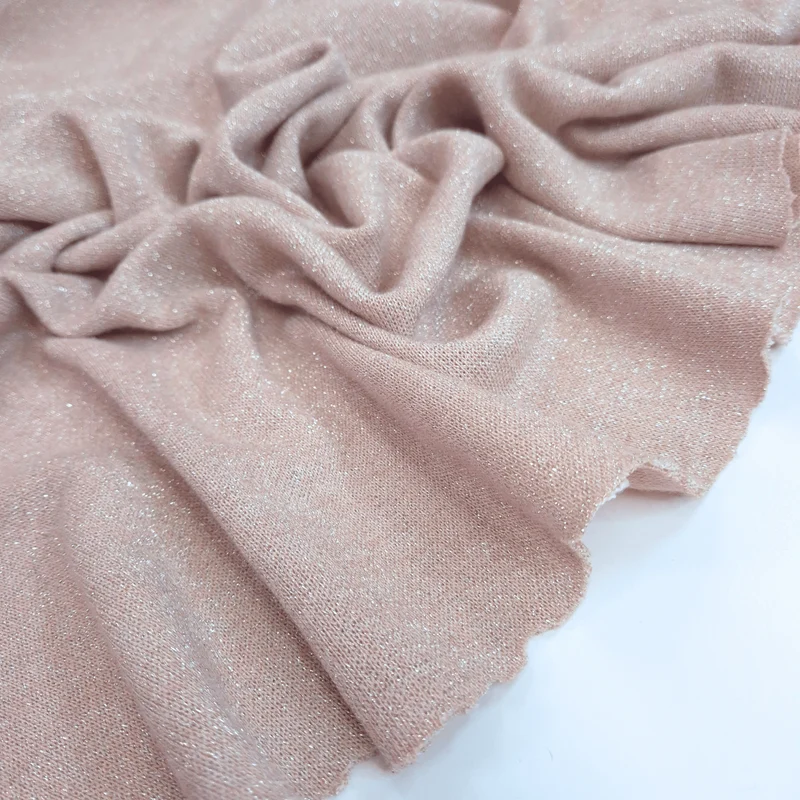 Tessuto in maglia con Lurex Argento H 150 cm - ROSA POLVERE
