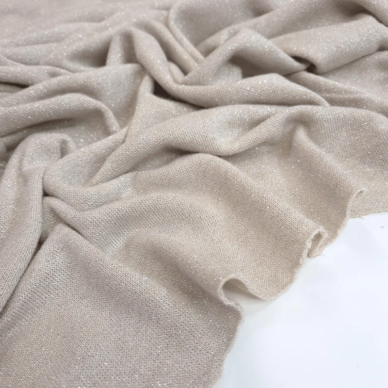 Tessuto in maglia con Lurex Argento H 150 cm - BEIGE