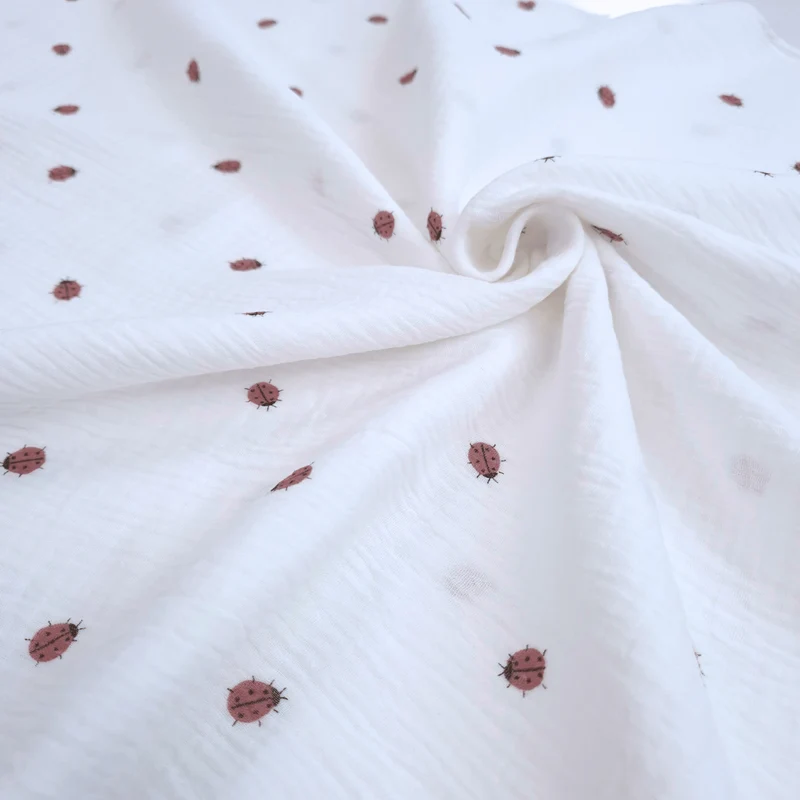 Mussola di Cotone Doppia Garza H 140 cm - COCCINELLE/LATTE