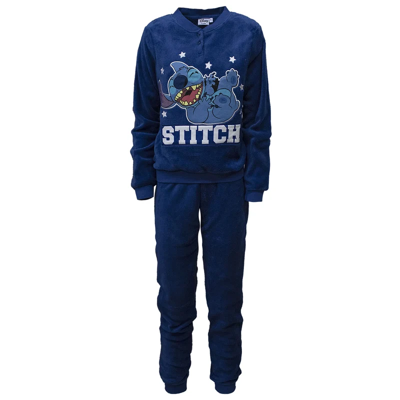 Pigiama Disney Lilo e Stitch donna ragazza lungo invernale in pile 7012