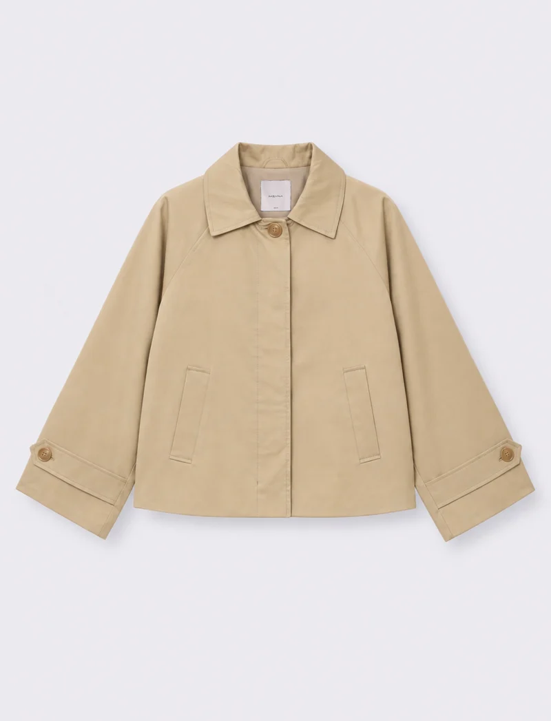 Short trench foderato - Cammello