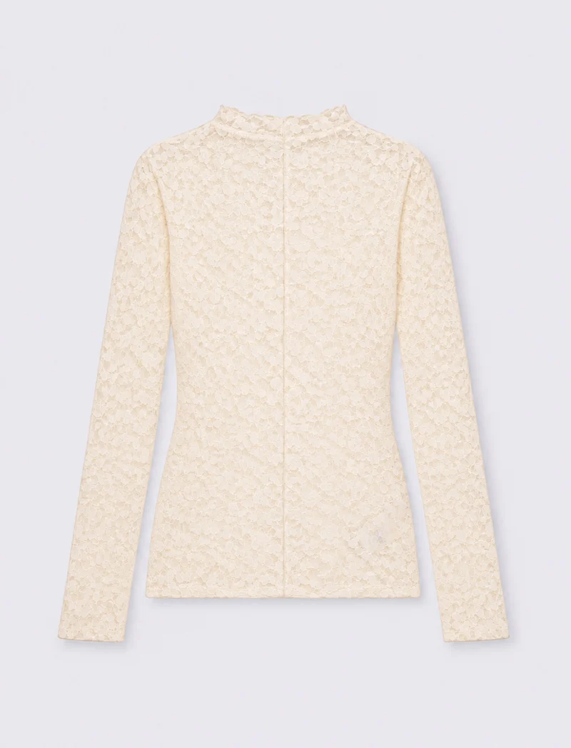 T-SHIRT ML PIZZO - Avorio