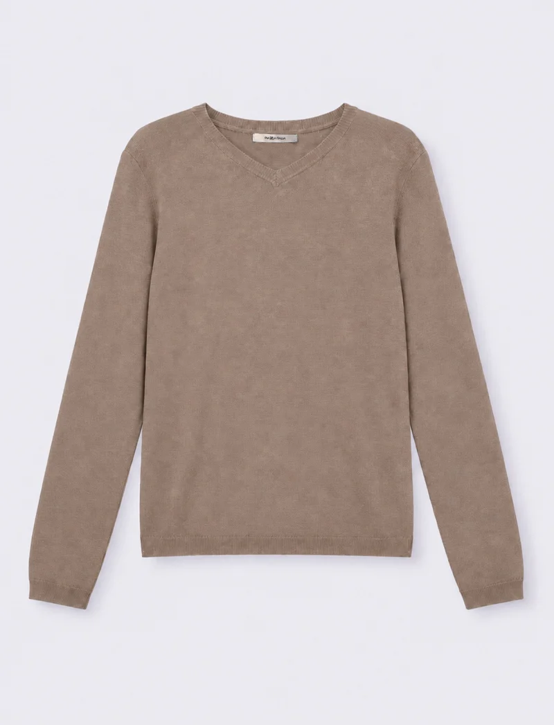 MAGLIA ML SCOLLO V - Grigio talpa