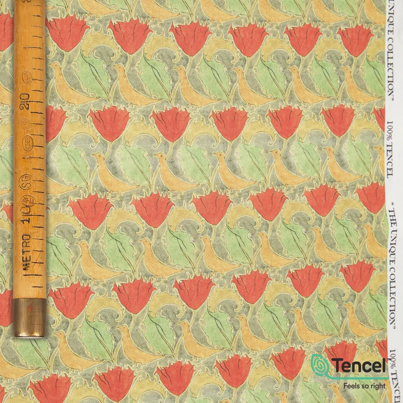 Tencel Lyocell "Unique Collection" - Rose, Uccelli