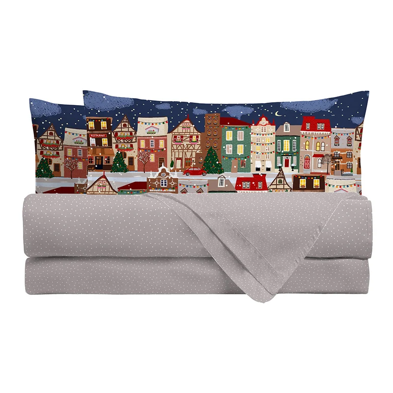 Completo Letto Singolo con Stampa Digitale - Fantasia Lovely Reindeer Eve Night Multicolor