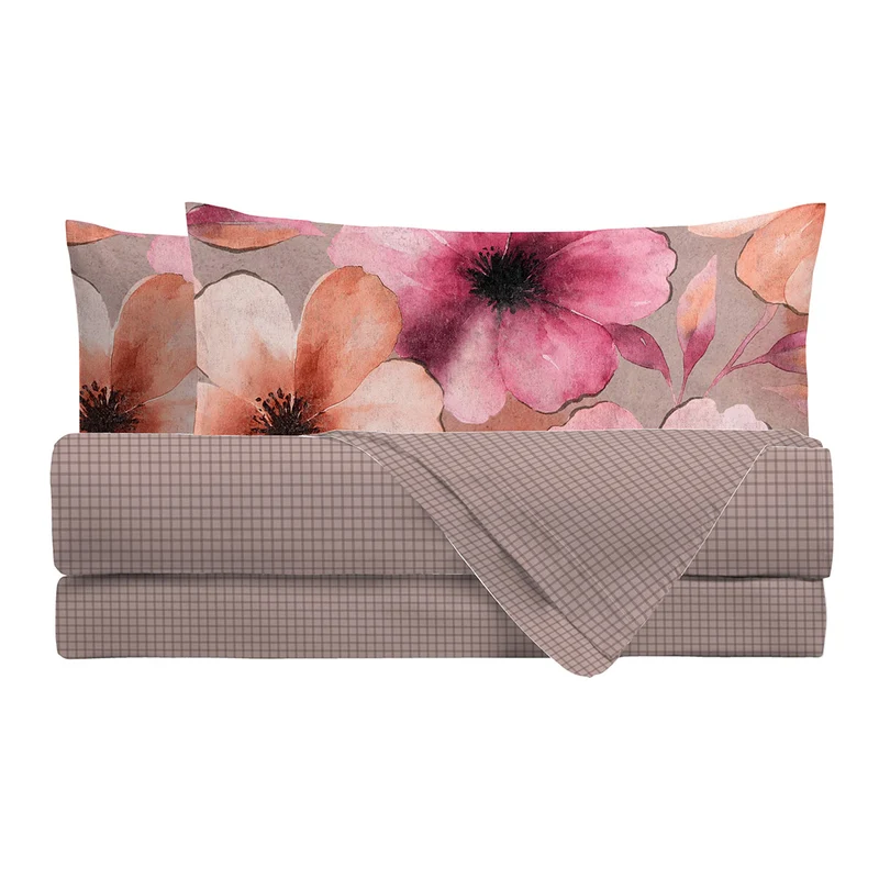 Completo Letto Singolo in Cotone con Stampa - Fantasia Dream Me Eloise Pink
