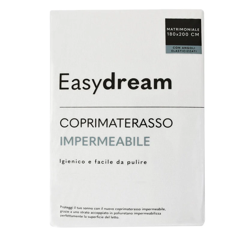EasyDream Coprimaterasso Matrimoniale in Spugna Impermeabile Tinta Unita Optical White