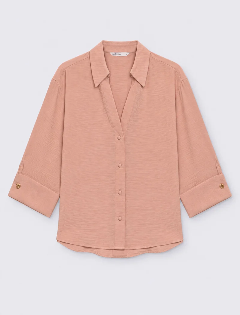 camicia regular manica 3/4 - Rosa antico